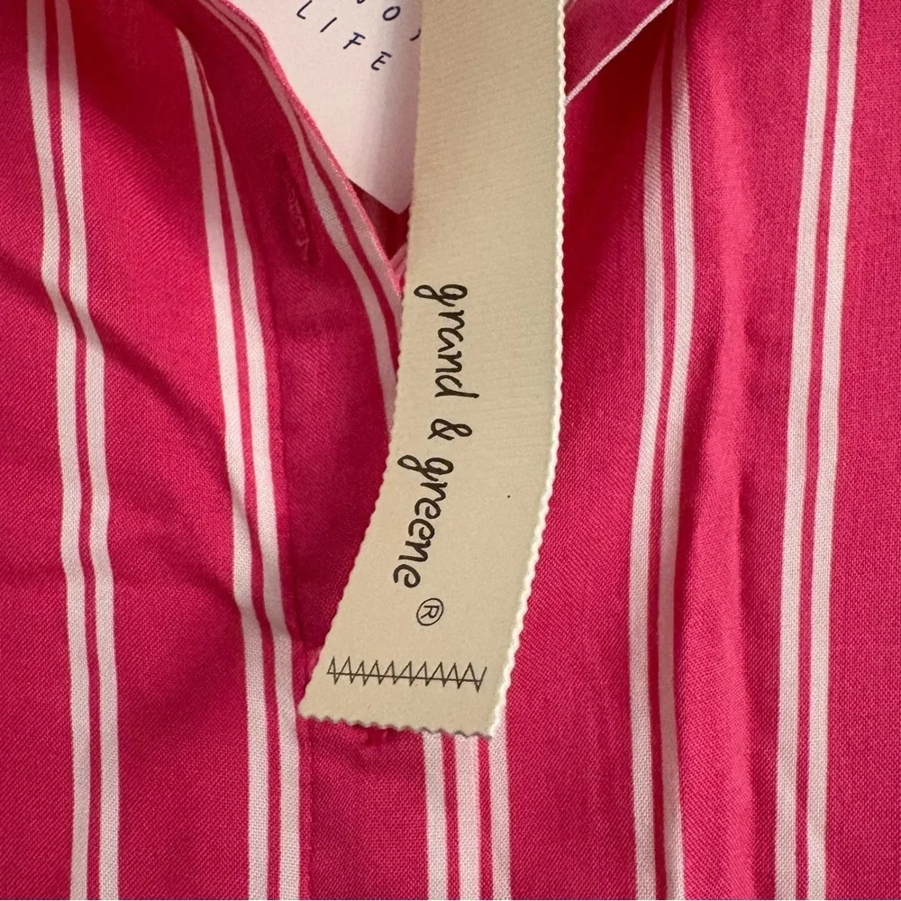 Grand & Greene Pink Striped Button Up Collared Long Sleeve Shirt Women’s SIZE S - Picture 7 of 13
